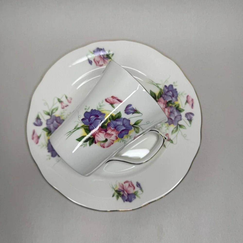 Duchess Fine Bone China Mug and Plate Set Floral Sweet Pea Made in‎ England
